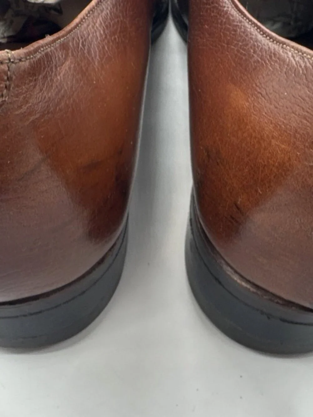 Vintage Florsheim Shoes Mens 10.5 D Brown Leather Loafer Slip On Cognac Dress
